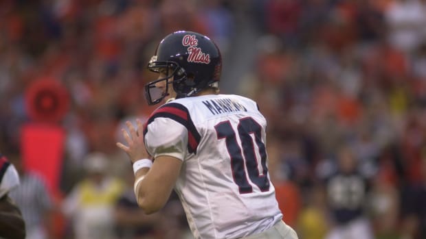 Ole Miss quarterback Eli Manning during the 2003 season. Photo courtesy of Ole Miss Athletics. 